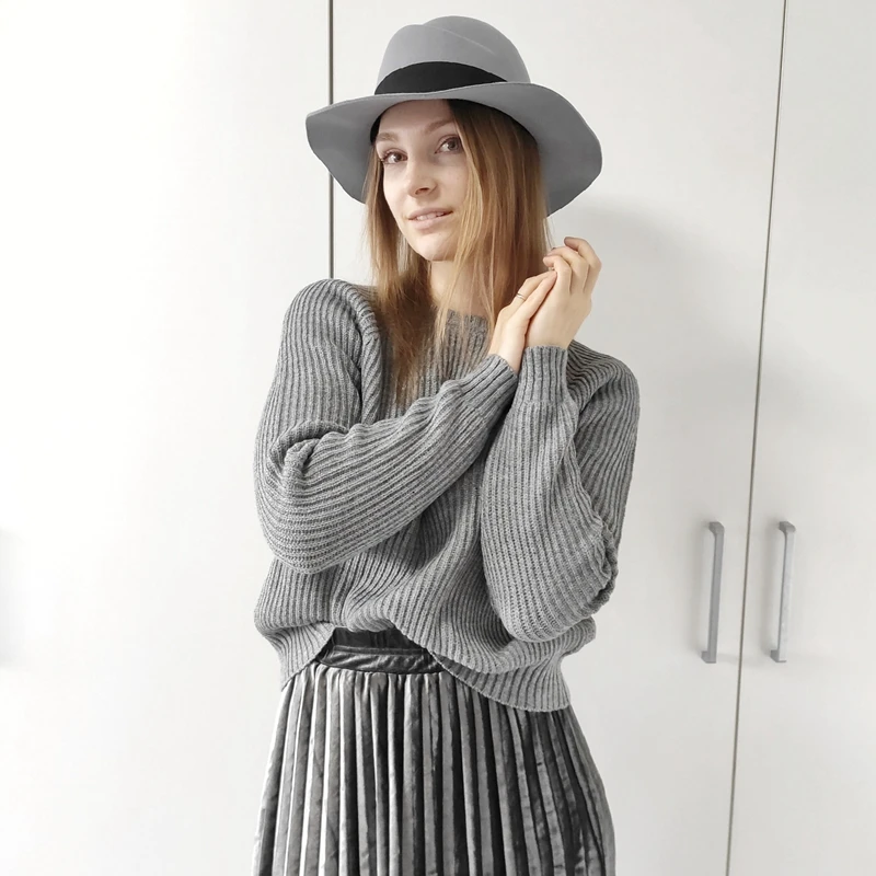 Fashion tyranids wide-brimmed m fedoras wool fedoras wide brim Light gray fedoras hat Panama