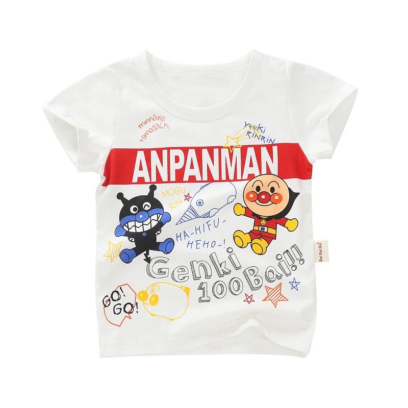 Anpanman 2 цвета новая детская футболка на лето Детская с мультяшным рисунком для
