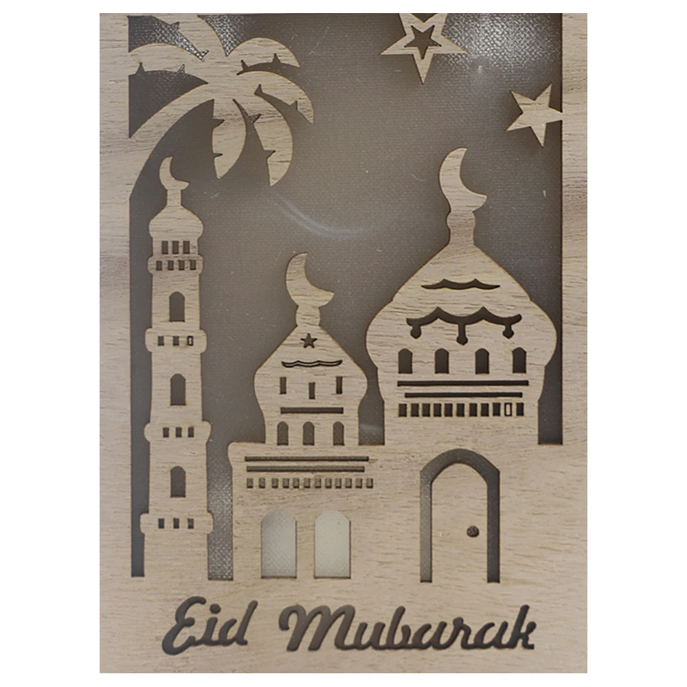 

Ramadan LED Tealight Fashion Eid Mubarak Eid Decoration Creative Super Bright Wooden Islam Muslim Candles Lamp