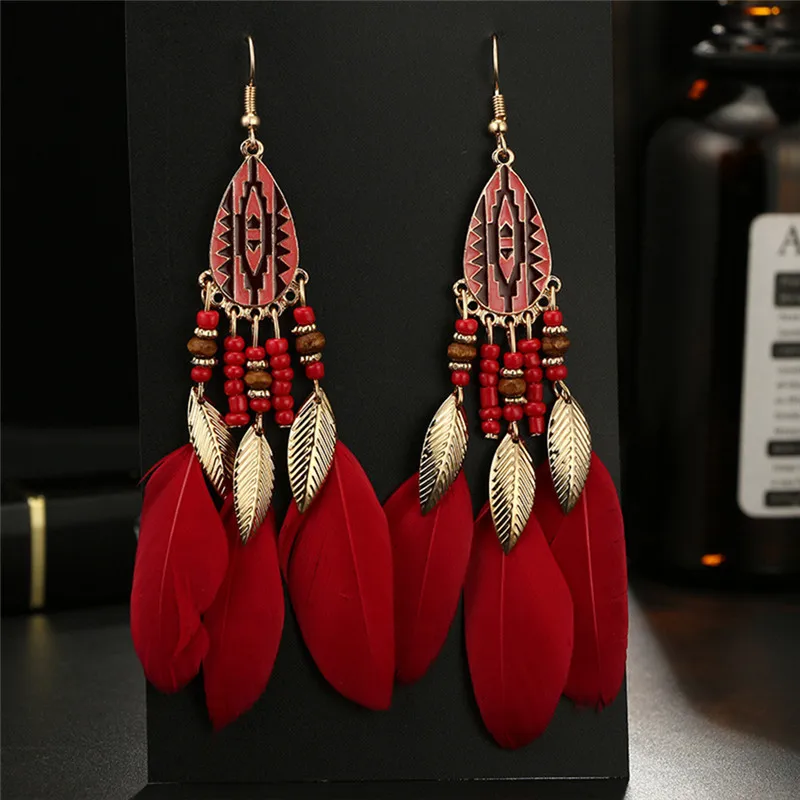 Серьги с перьями 1 пара длинные висячие серьги кисточками Brincos Bijoux ювелирные