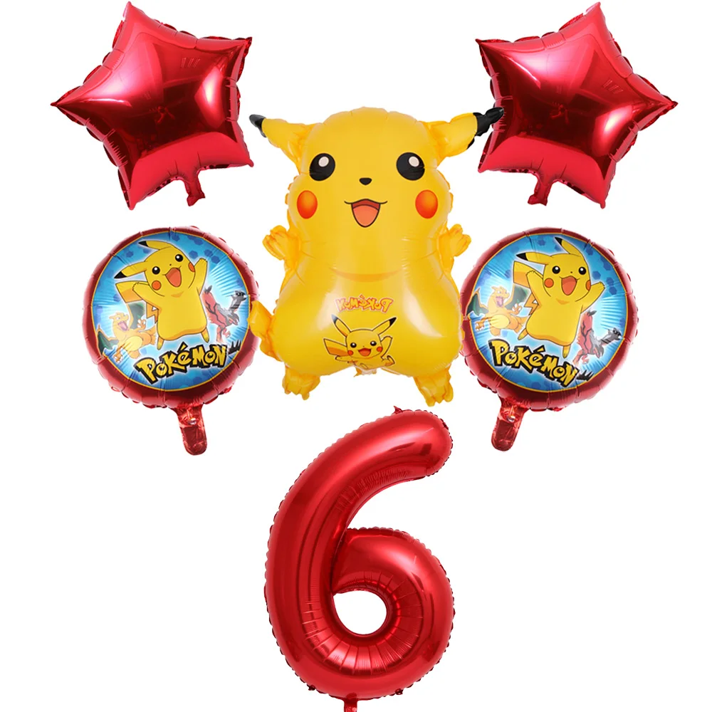 6 шт./компл. 32 дюймов номер Мультфильм с персонажем Пикачу из игры покемон Гоу