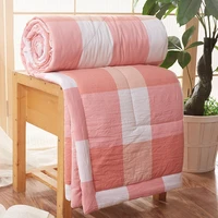 simple summer air conditioning quilts washed cotton lattice stripe breathable bed cover throw quilt blanket for home comforter