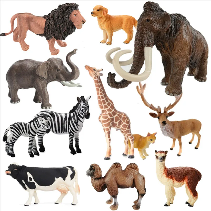 Твердые модели животных детские игрушки пластиковые украшения игра для мозга