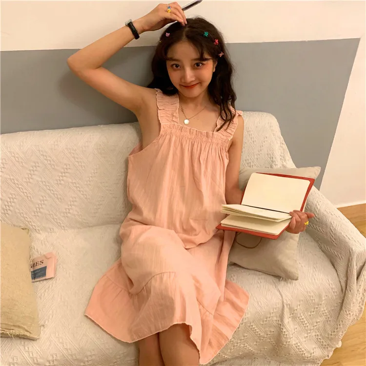 2019 корейские женские ночные рубашки хлопковые пижамы милые для сна и отдыха