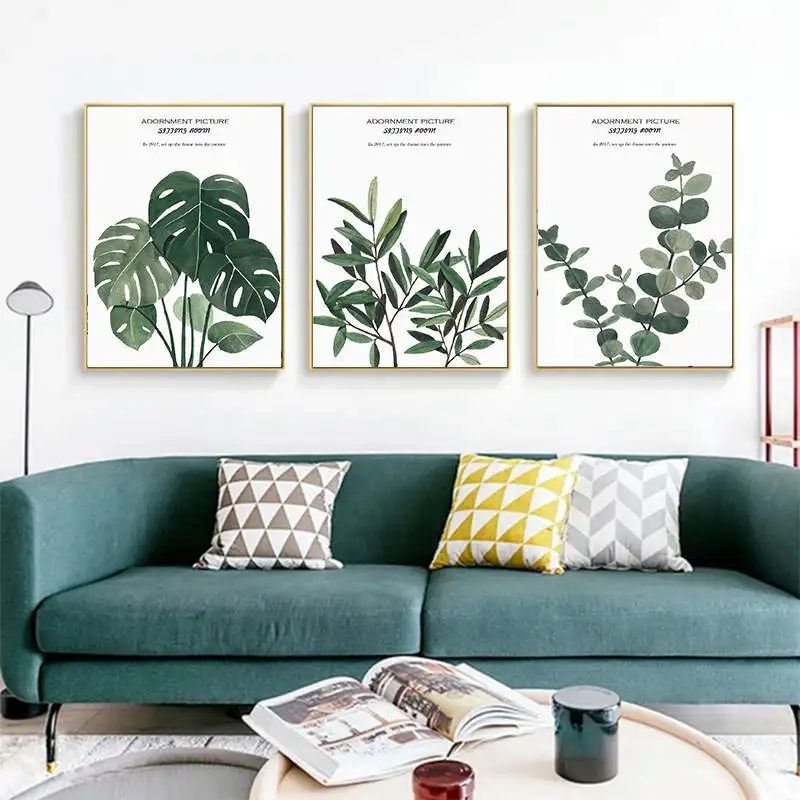 Зеленое растение для украшения дома настенная живопись на холсте скандинавские