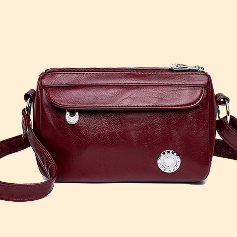 

Purses and Handbags Luxury Designder High Quality Soft Leather Ladies Shoulder Crossbody Bags for Women Double Zipper Bag Sac