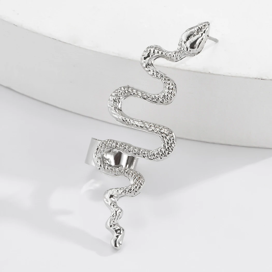 Золотые змеиные манжеты в стиле панк для женщин и мужчин серьги виде животных
