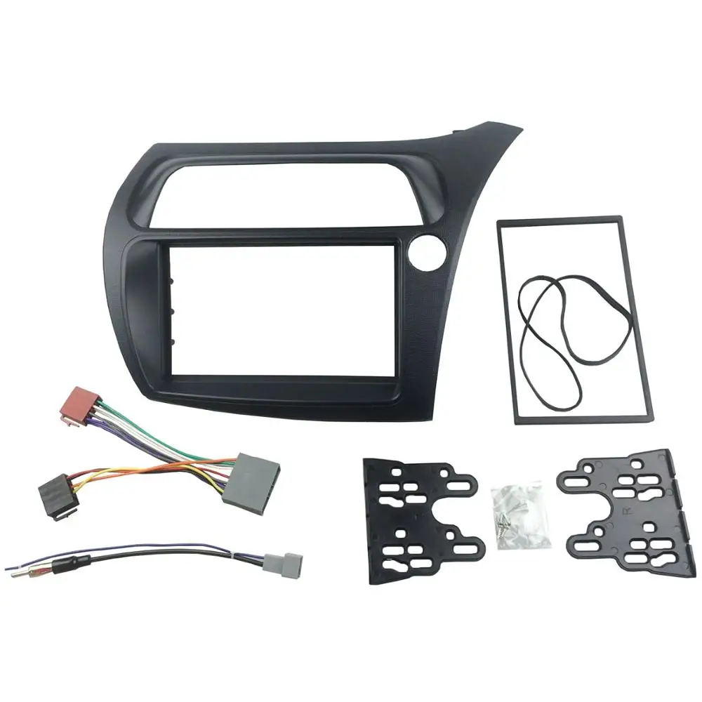 right wheel Двойной Din фасции для Honda Civic Радио DVD стерео панель тире установка лицевая рамка с проводом жгута антенны - Название цвета: right wheel