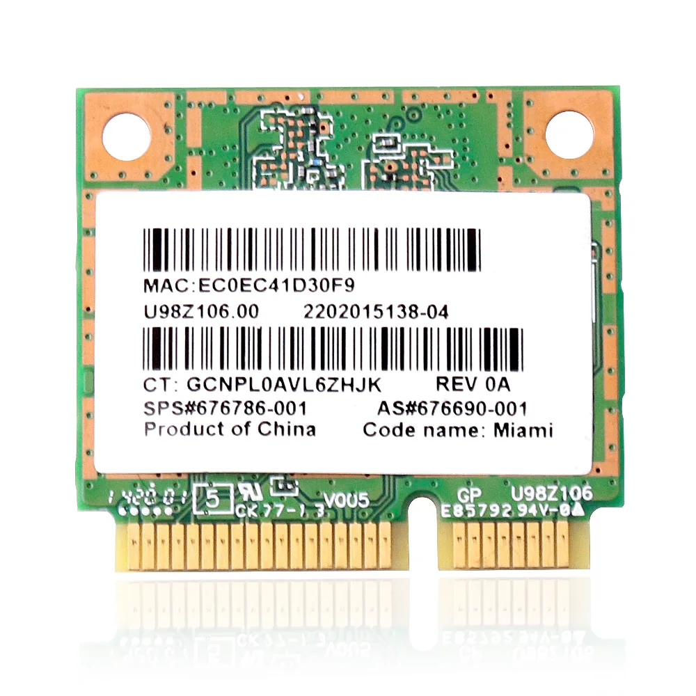 676786-001 Atheros AR5B22 a/b/g/n WiFi Bluetooth 4, 0 PCIe Half  HP 2170P 4340s 4445s 4446s 4540S s