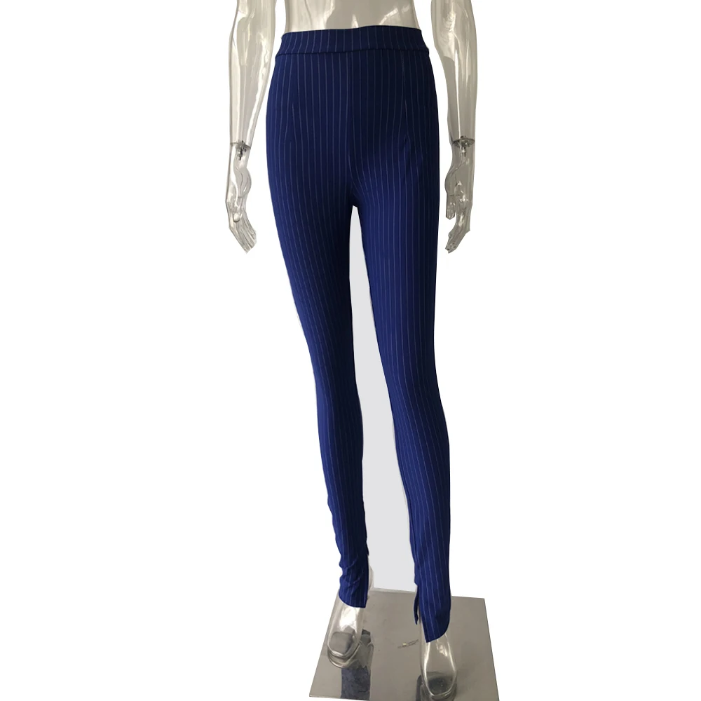 Офисные брюки для женщин 2020 полосатые с высокой талией женские облегающие
