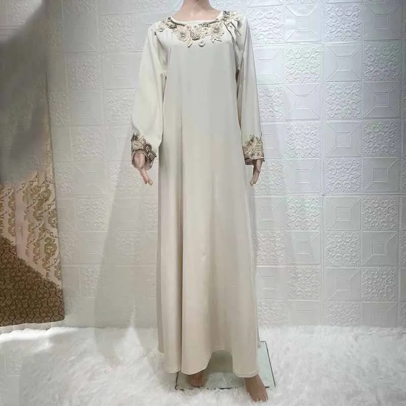 

Kaftan Embroidery Floral Dubai Dress 2021 Women Fahion Full Sleeve Long Robe Muslim Elegant Maxi Dresses Loose Robe Femme