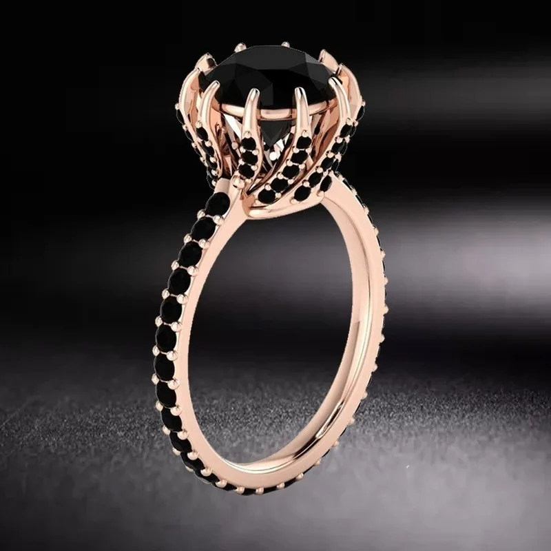 Кольцо для помолвки с черным кристаллом большое кольцо камнем хит продаж кольца