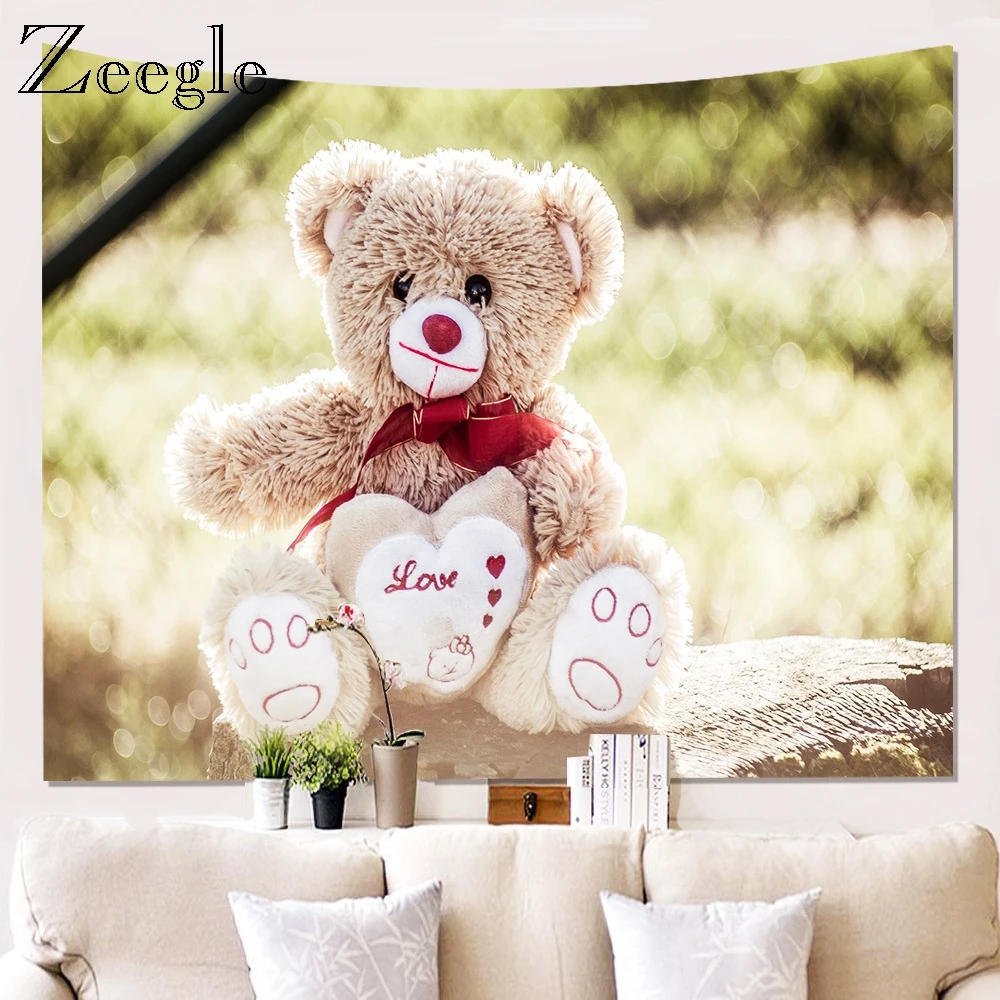 

Zeegle Printed Bear Wall Tapestry Home Art Wall Hanging Blanket Polyester Home Decoration Tapestry Beach Towel Picnic Mat