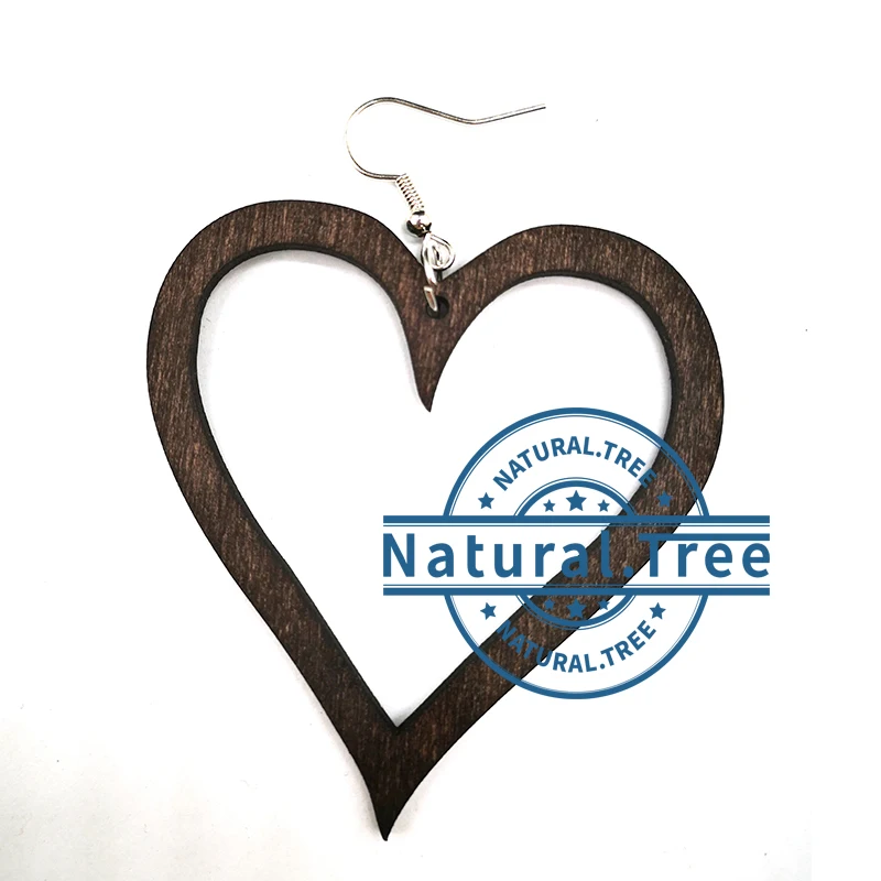 Деревянные серьги в форме сердца 2020|Серьги-подвески| |