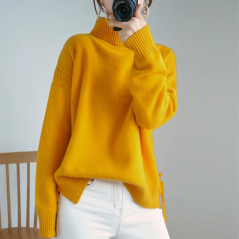 100% pure cashmere hot sale Knitted Pullover Women turtleneck Sweater Clothes 5Colors High Quality Lady soft Sweaters Tops | Женская