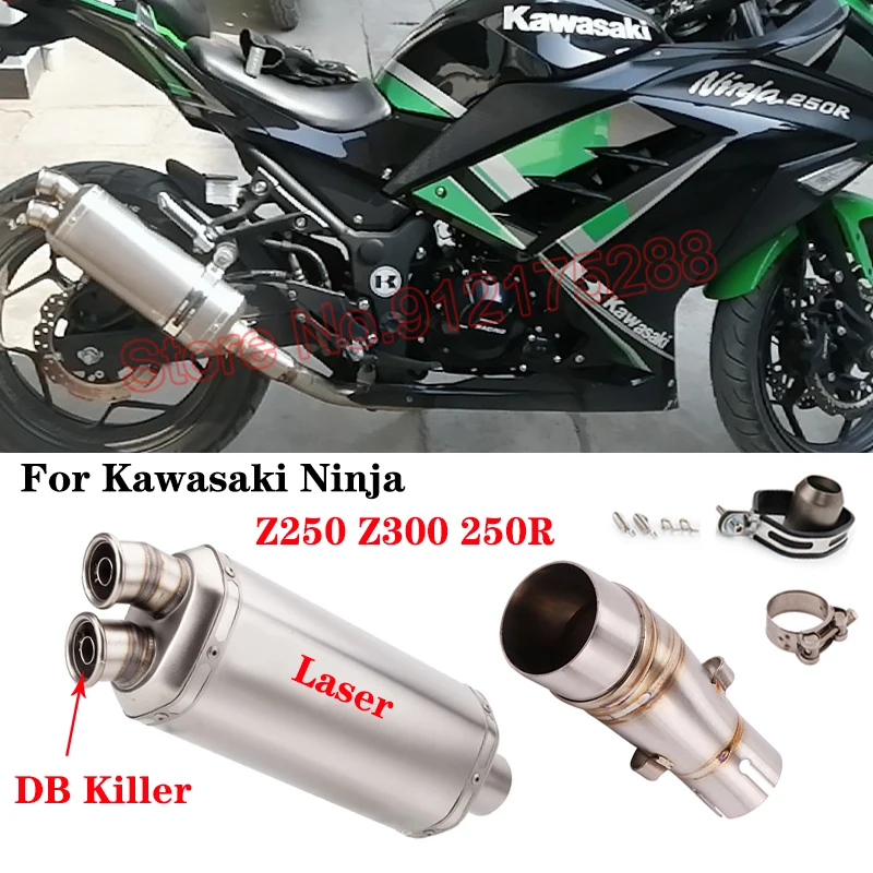 

Для Ninja 250R 250 300 Z250 Z300 2008 2009 2010-2019 год для Kawasaki выхлопная система средней трубы скользящий глушитель с дБ убийцей