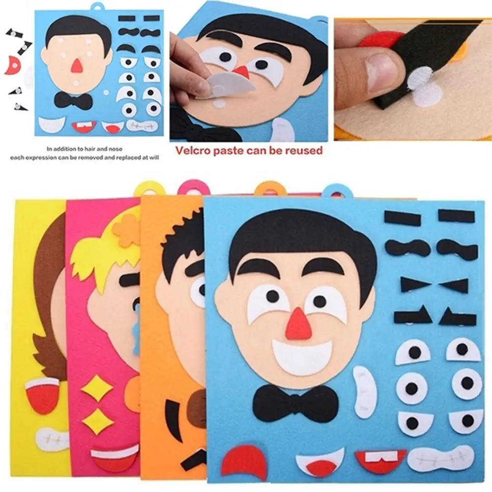 

Face Expressions DIY Felt Fabric Handmade Stickers Toys For Children Emotion Change Puzzle Teaching Aids Kids Educational Toys