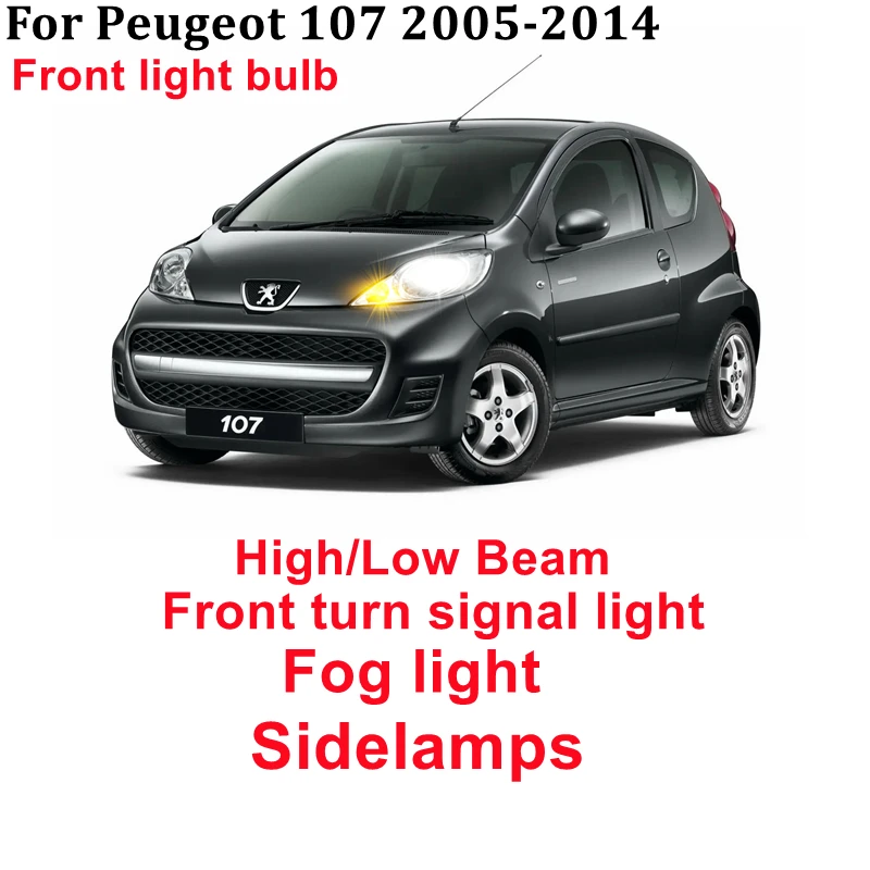 

For Peugeot 107 Headlight lamp Front lamps Auto LED Bulbs Turn light high low beam headlight Side light Car canbus kit
