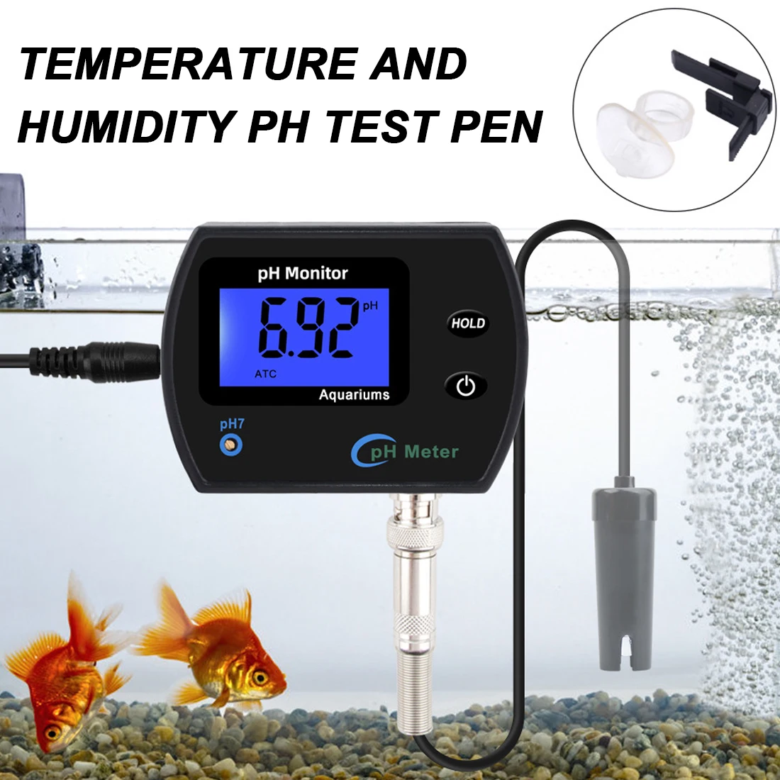 

PH Monitor Professional Accurate PH Meter for Aquarium Multi-parameter Water Quality Monitor Online Acidometer EU Plug