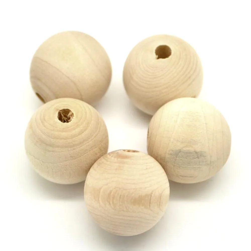 

DoreenBeads 30PCs Natural Color Ball Wood Spacer Beads 25mm(1") Dia. Hole Size 5mm(1/4") Jewelry Findings Accessories Wholesale
