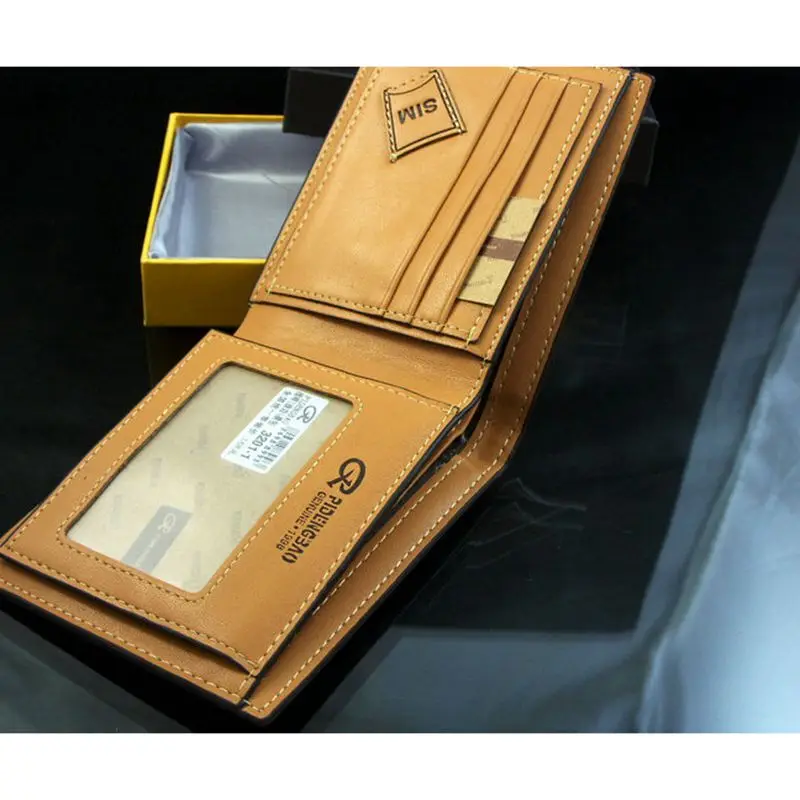 Новинка Мужской Двойной кошелек из натуральной кожи ID кредитная карта держатель