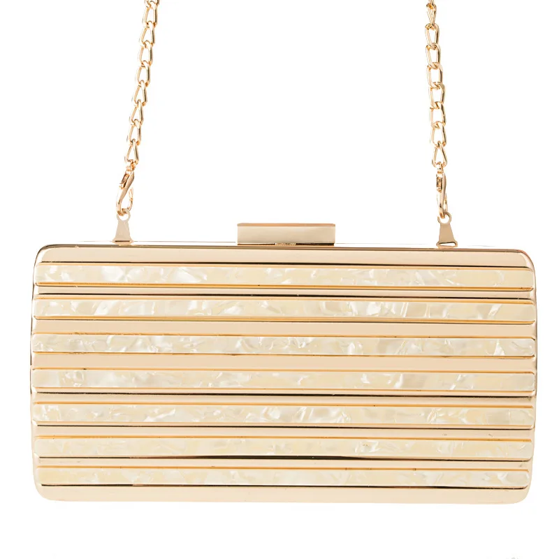 

Women Blue Gold Black Color Evening Bags Metal Clutches Bags Purses Formal Dinner Ladies Acrylic Box Clutch Chain Shoulder Bags