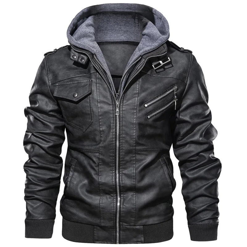 2907 dark grey Кожаная мужская куртка, модная осенне-зимняя верхняя одежда, байкерские мотоциклетные куртки, jaqueta de couro, мужское повседневное пальто из искусственной кожи на молнии - Цвет: 2907 dark grey