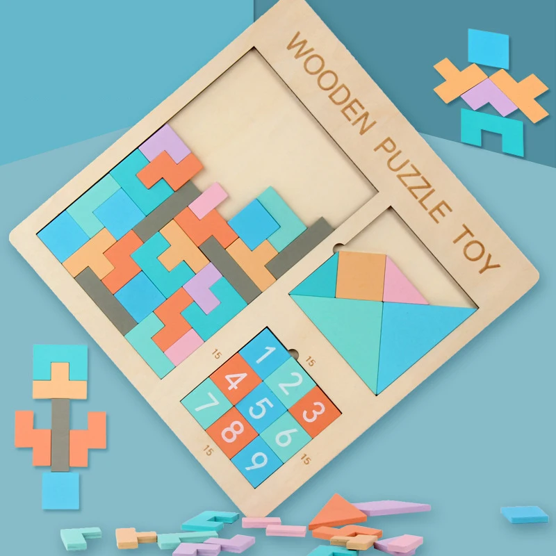 

New Clever Board Puzzle Wooden Toy Classic Tetris Jigsaw Kids Learning Educational Toys for Children Puzzles Game
