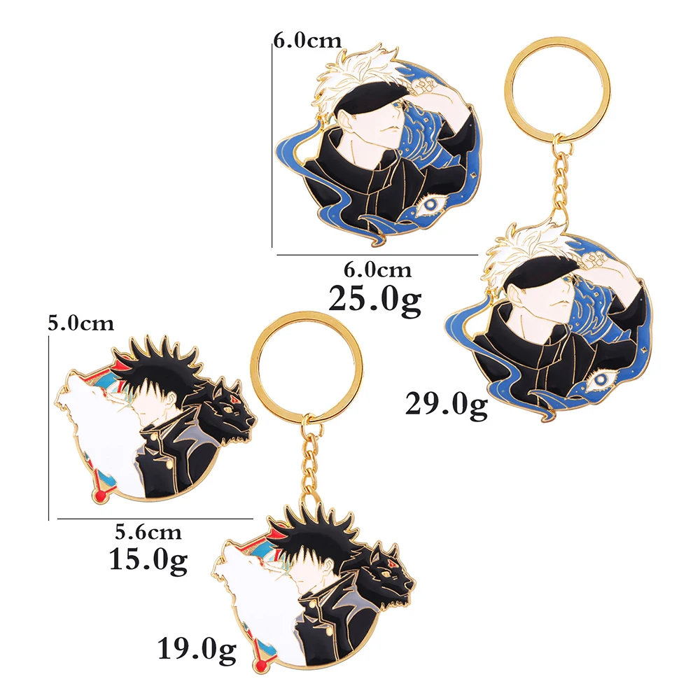 Hot Anime Jujutsu Kaisen Keychain Gojo Satoru Fushiguro Megumi Figure Enamel Pendant Keyring High Quality Props Cosplay Jewelry images - 6