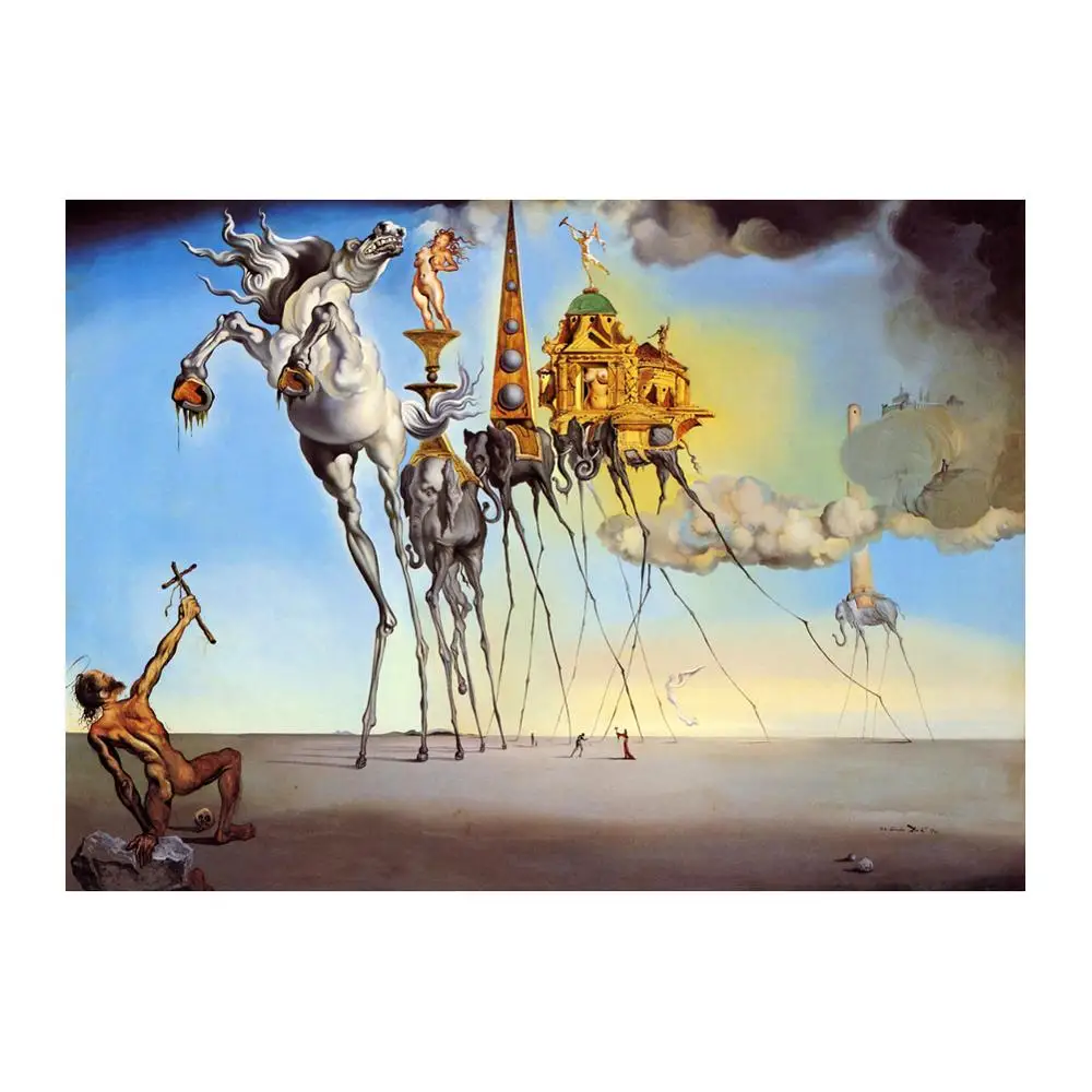 Сальвадор Дали Искушение святого Энтони плакат Художественная печать живопись фотобумага Настенная картина 12 24 36 47 дюймов