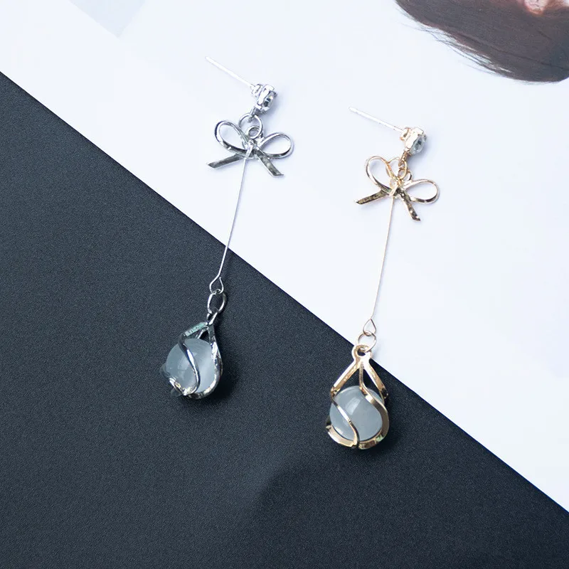 Элегантные Золотые длинные серьги в виде капель с опалом для женщин корейские