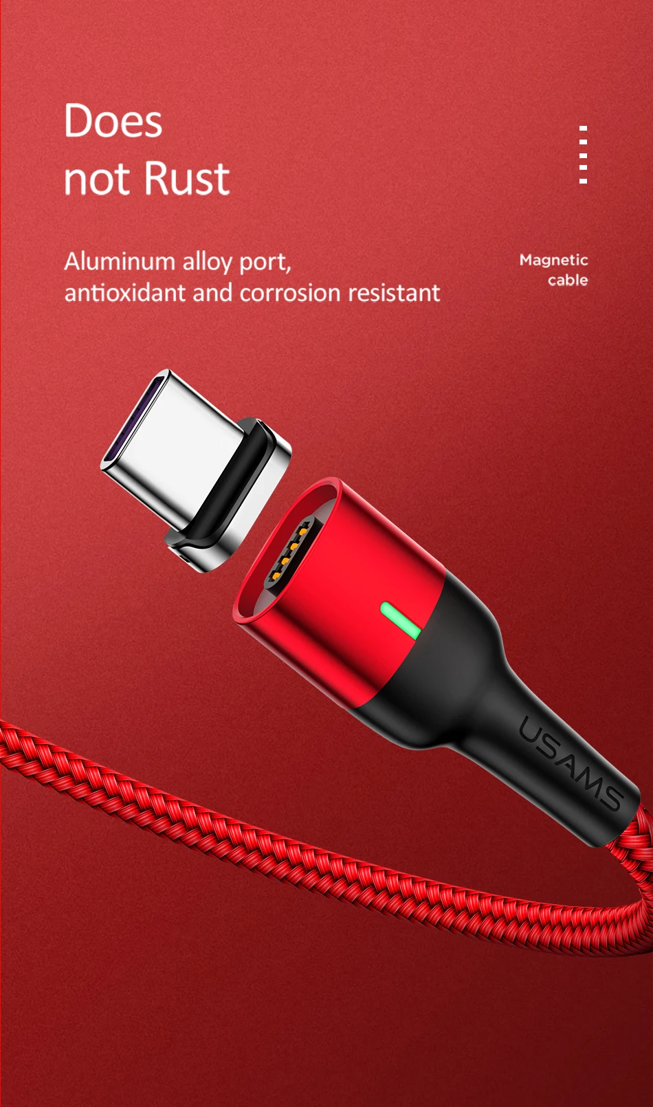 USAMS Магнитный кабель Micro usb type C 3A кабель для быстрой зарядки для iPhone магнитное зарядное устройство microusb Магнит USB C кабель для samsung