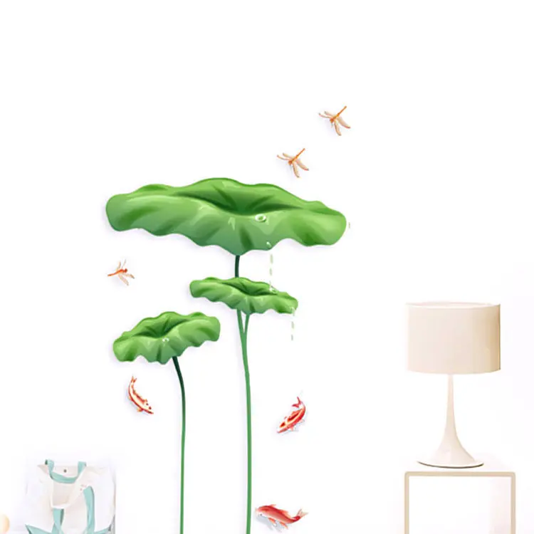 

New Lotus leaf Pond 3D Wall Stickers Decals TV Sofa Background Living Room Bedroom Home Decor Home Decor Poster Mural