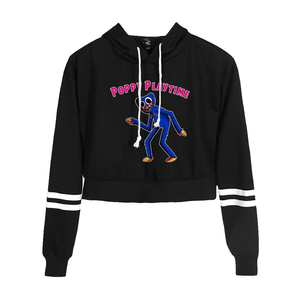 

Poppy Playtime Fashion Cropped Hoodies Women Hooded Pullover Crop Tops Female Casual Streetwear Clothes