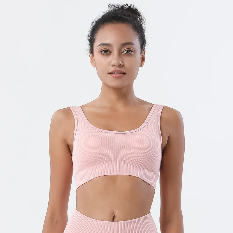 

Seamless Ribbed Bra Top With Cups Sports Top Sports Bra Backless Sportbras Women's Underwear Sportbra Sporty Push Up Woman's Bra