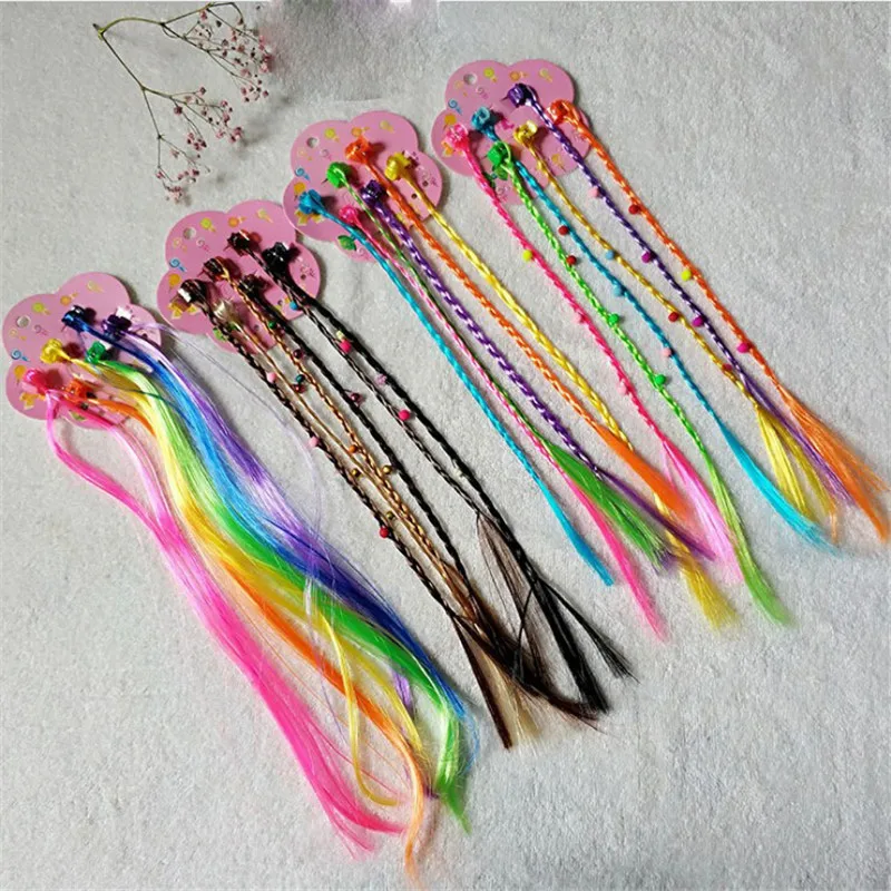 6 шт. для девочек разноцветные парики хвост держатель волос головные украшения с