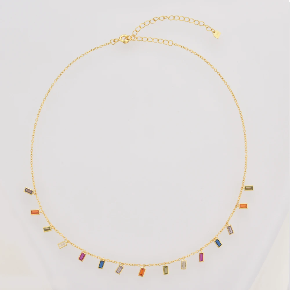 Ожерелье-чокер женское из серебра 925 пробы Радужное | Украшения и аксессуары