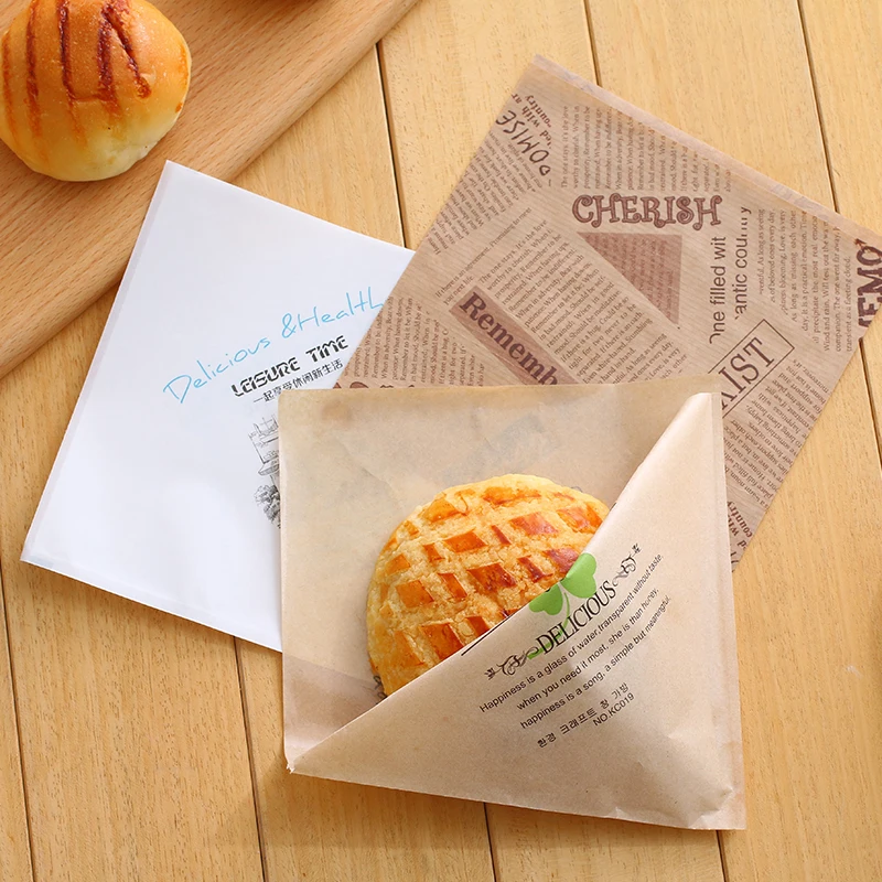 

200pcs Bread Kraft Paper Bag Wrapping Gift Food Candy Bag 15cm For Donut Sandwich Biscuits Snack Baking Oil Absorbing Paper Bag