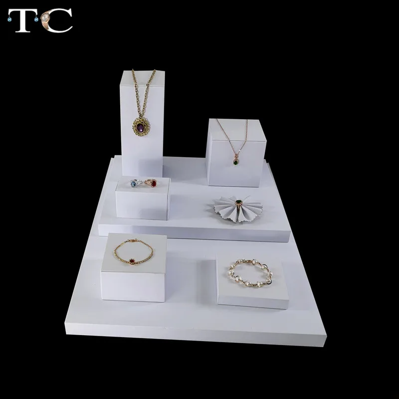 Новые 3D квадратные ювелирные изделия дисплей белый ПУ кожаный держатель кольца