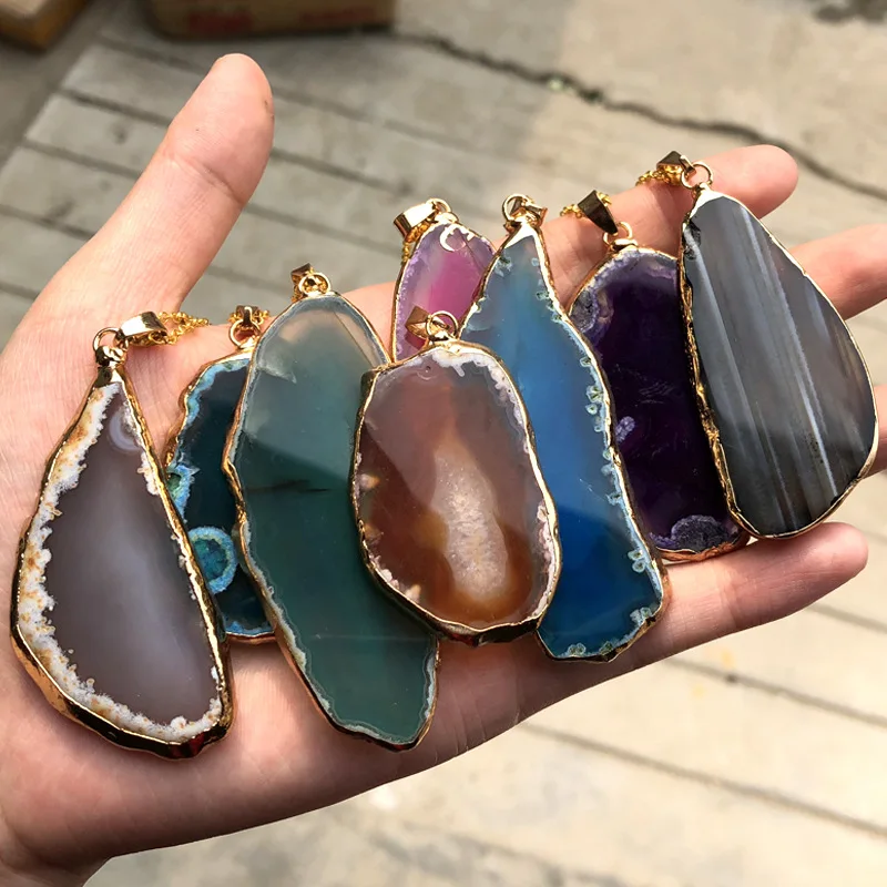 Reiki Healing Natural Stone Irregular Agats Pendants Charms Agats Pendant for Jewelry Making DIY Necklace Size 40-45mm 50-65mm