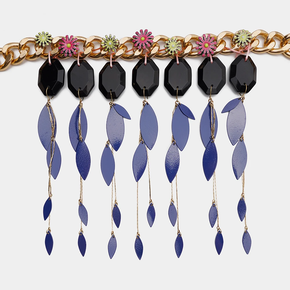 Ожерелье-цепочка женское с акриловой кисточкой J41 | Украшения и аксессуары