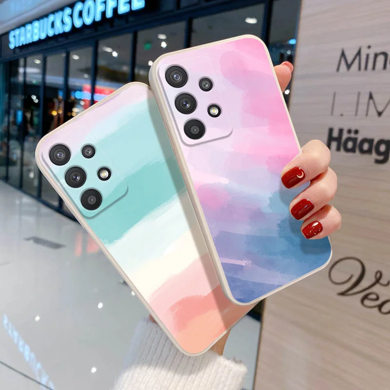 

S21 Ultra Case For Samsung A31 Case For Samsung A51 A32 A50 A12 A32 A21S A52 A42 A72 A30 A71 A02 A10 A11 S20 FE WaterColor Cover
