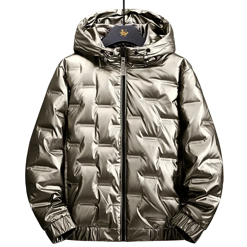 

edition Han handsome men down jacket in winter 2020 new PU leather popular coat shiny thin coat