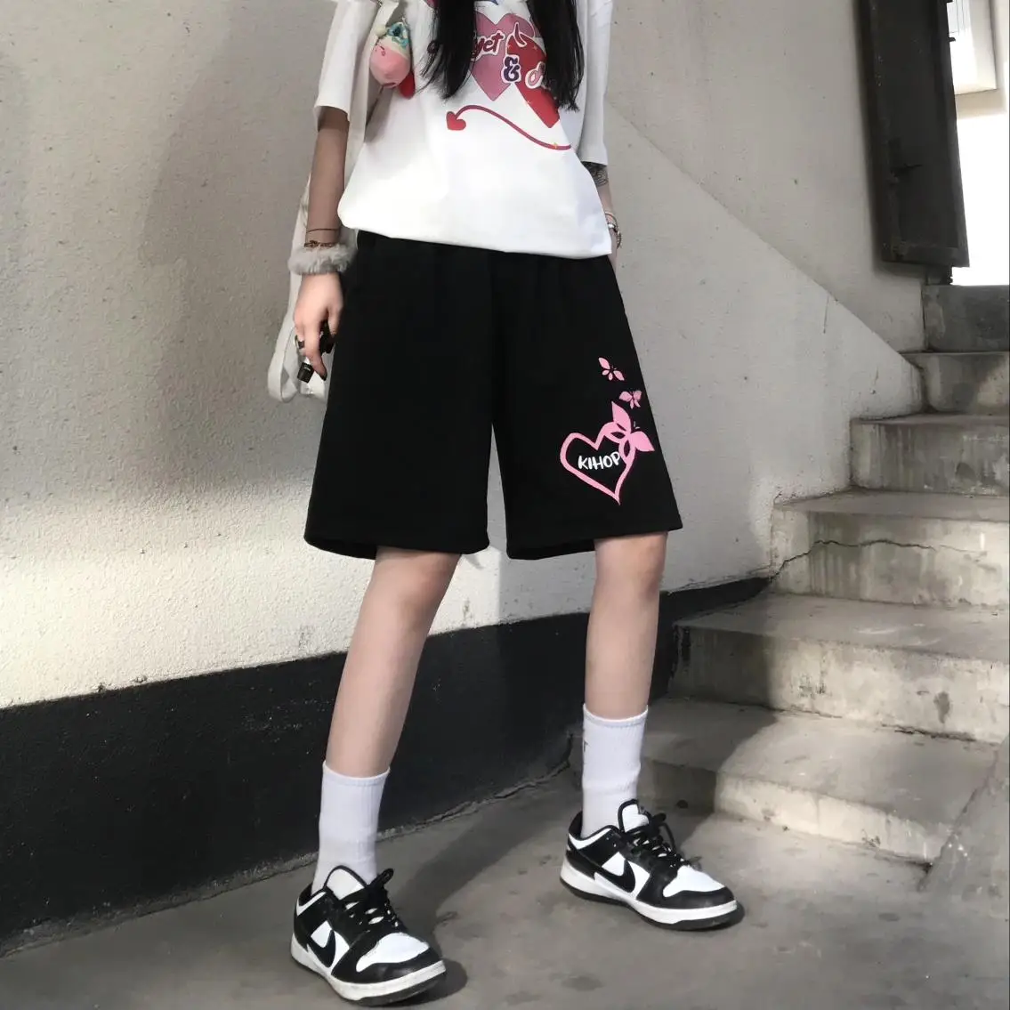 

Harajuku Street Love Printed Women'S Shorts Loose Jogger Sports Pants Women 2021 Summer Clothing Chic Shorts