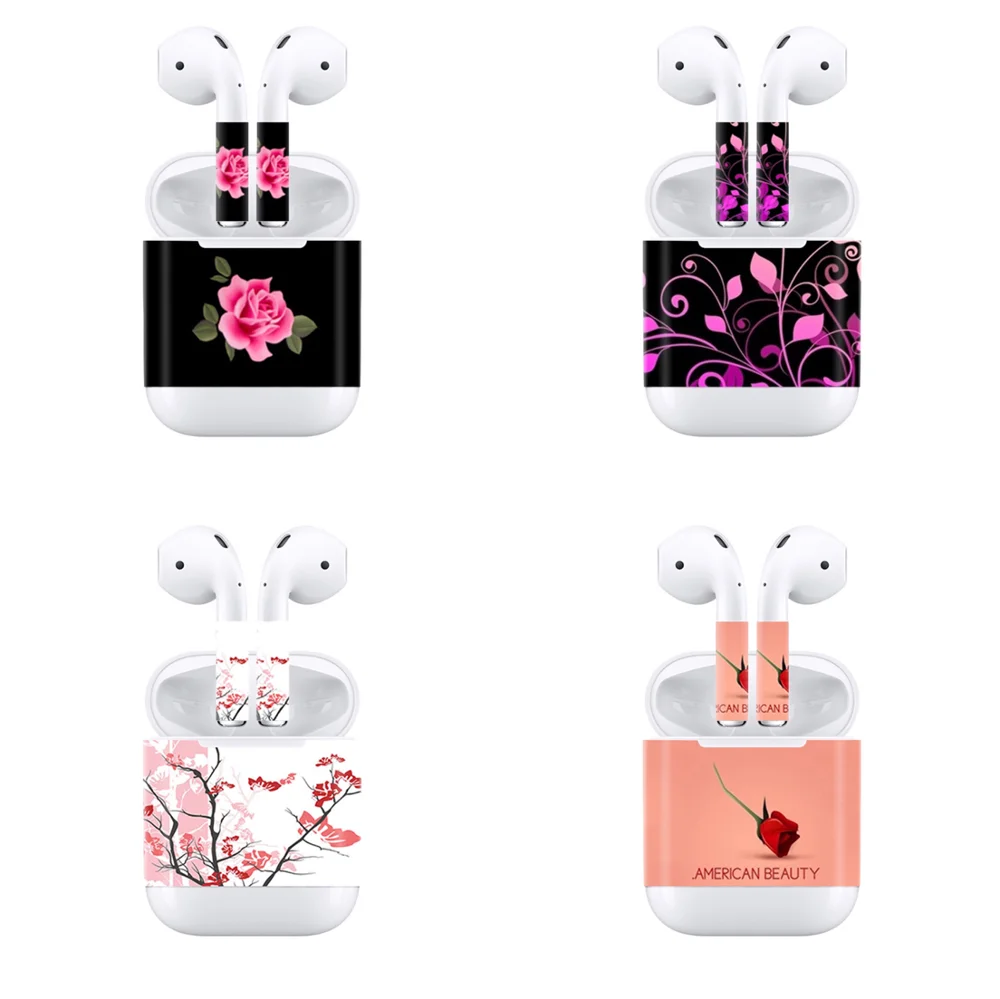 2 шт./лот цветочный дизайн для AirPods наклейка съемный клей декоративная кожи airpods