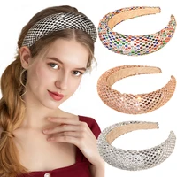 europe fashion full rhinestone hairbands women colorful 4 colors sponge broad brimmed headband glittering sequins headwear