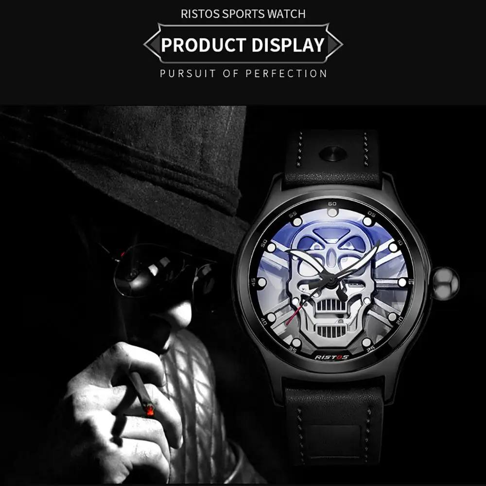 Креативный дизайн кожаный ремешок смешная прозрачная шасси полое лицо