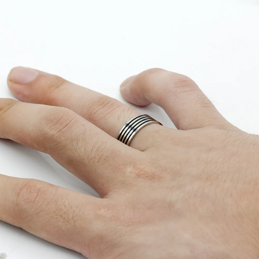 Парные кольца 2 шт./компл. серебро 925 пробы черная полоса Классический Простой