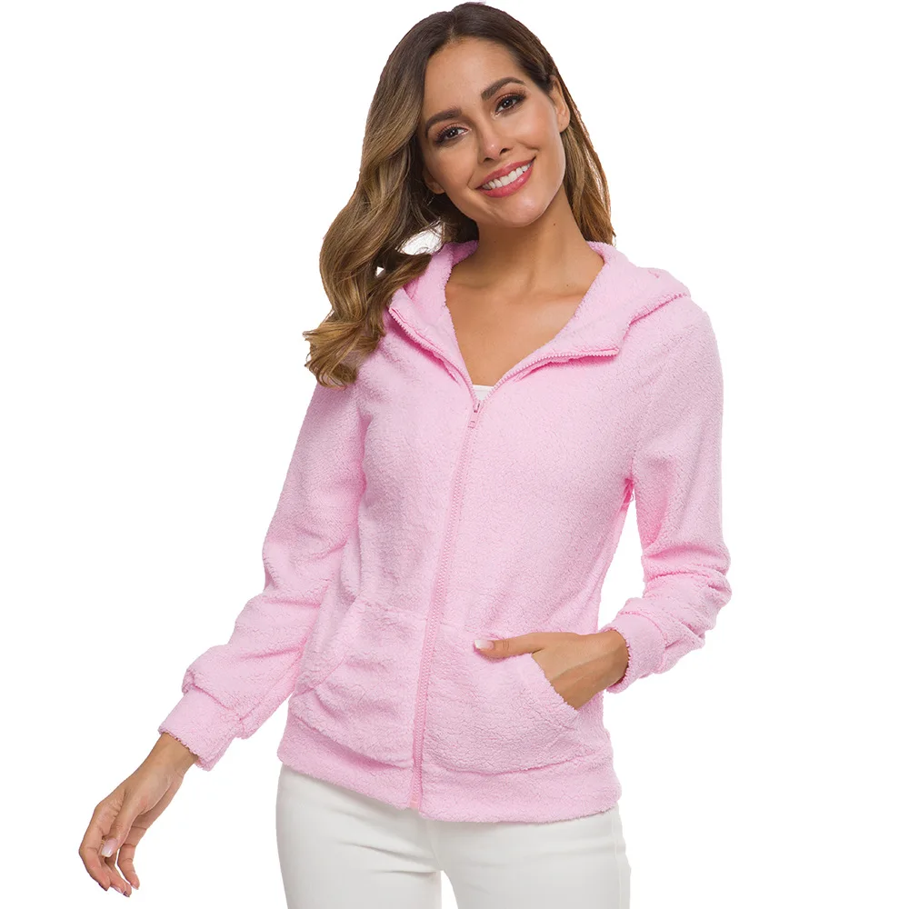 Толстовка женская с капюшоном оверсайз розовая Зимняя длинным рукавом толстовки