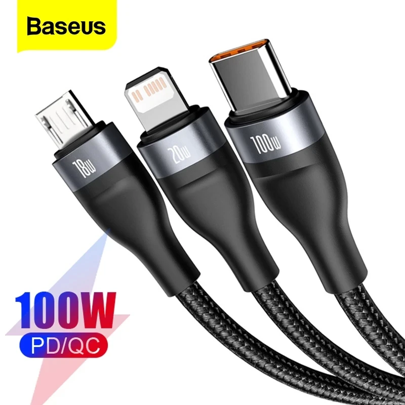 

Baseus PD 100W USB Type-C Cable For iPhone 5A Micro USB Data Cable for Huawei Fast Charging for Tablet for Laptops Wire Cord
